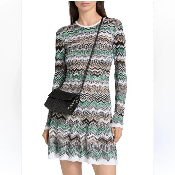 Missoni Multicolor Chevron Long Sleeve sweater Dress - Picture 1 of 9
